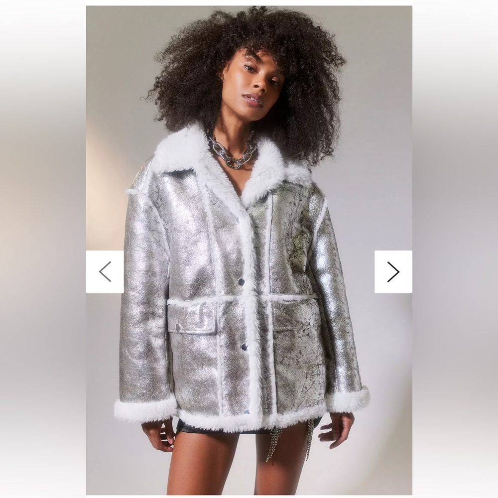 Silver Faux Fur Lined Women's Jacket